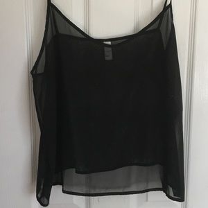 American Apparel Chiffon Mesh Tank Black Vintage